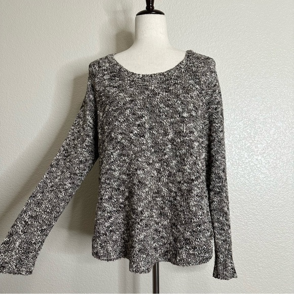 Eileen Fisher Linen Cotton Blend Dark Brown Marled Sweater, Sz Medium - Picture 2 of 13